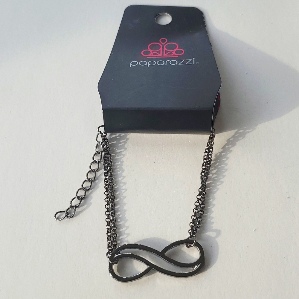 Boutique Paparazzi Dark Silver Tone Infinity Emblem Adjustable Bracelet